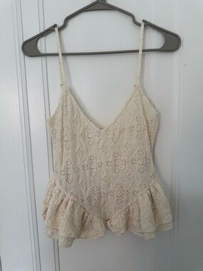NWOT ZARA Cream Lace Ruffle Cami Top - Women